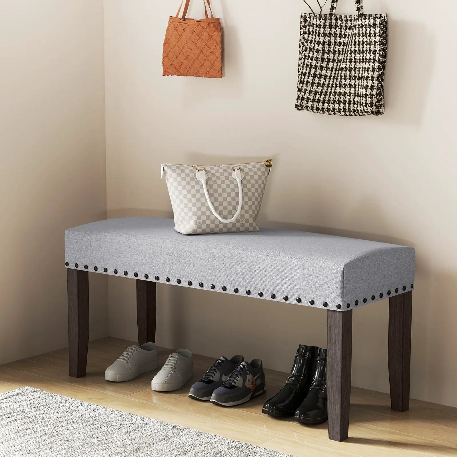 42.5 Inch Upholstered Entryway Bench End of Bed Bench-Gray by DirectDeals