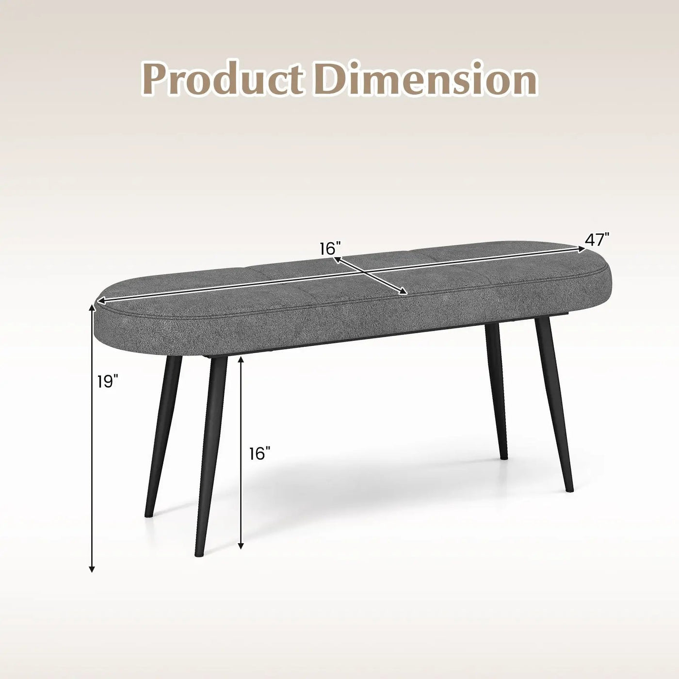47 Inch Upholstered Entryway Bench with Heavy-duty Metal Frame by DirectDeals