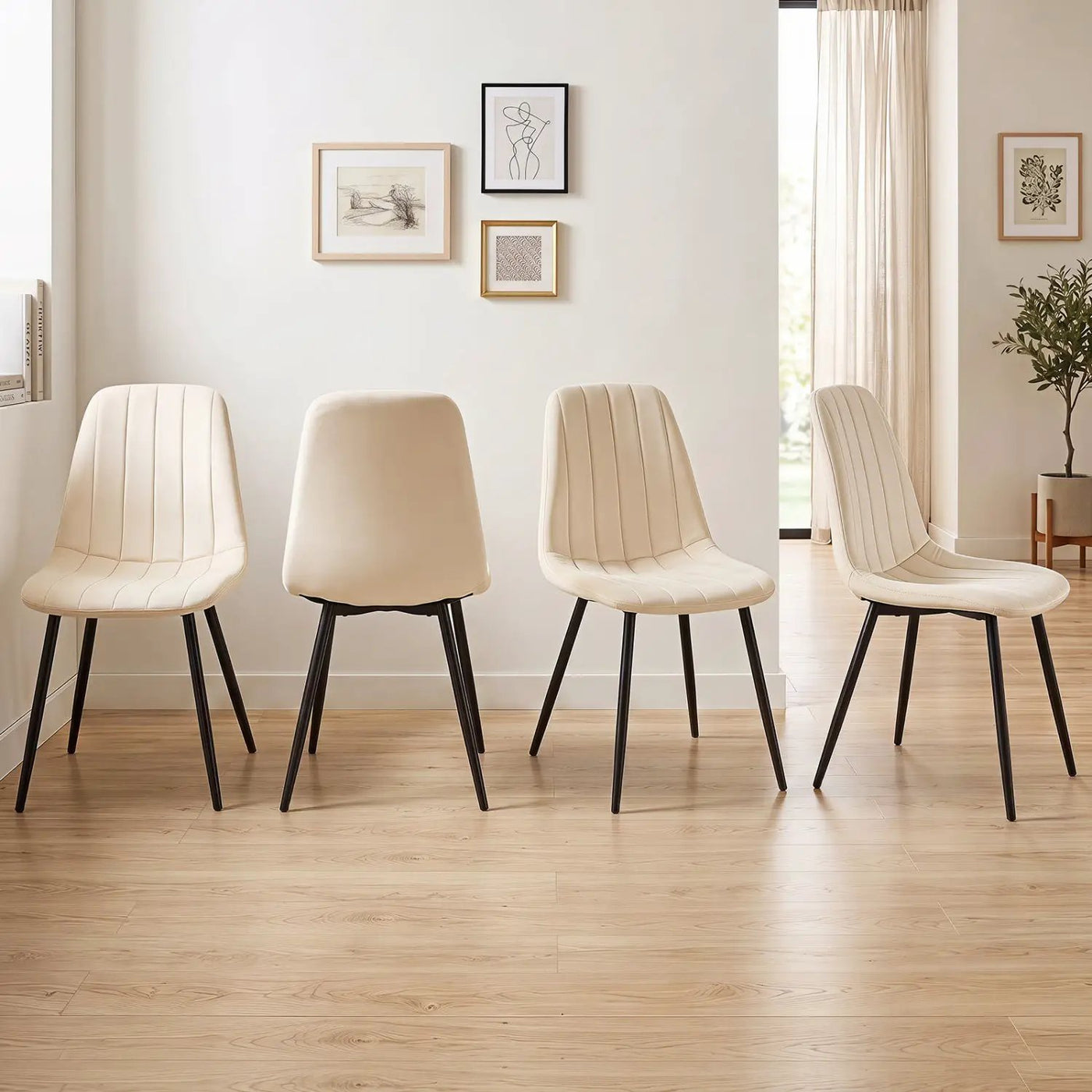 Upholstered Dining Chairs Set of 4 with Metal Legs by DirectDeals