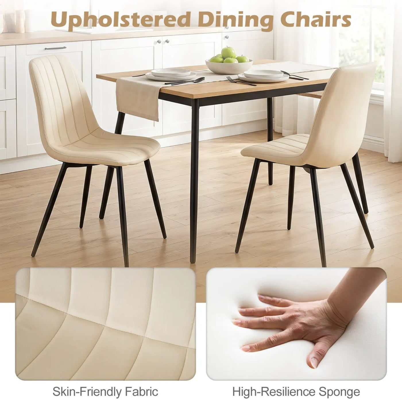 Upholstered Dining Chairs Set of 4 with Metal Legs by DirectDeals