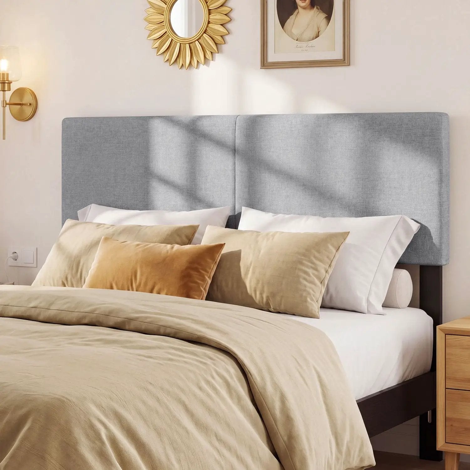 Upholstered Headboard Queen/Full Size Vertical Quilted Panel by DirectDeals