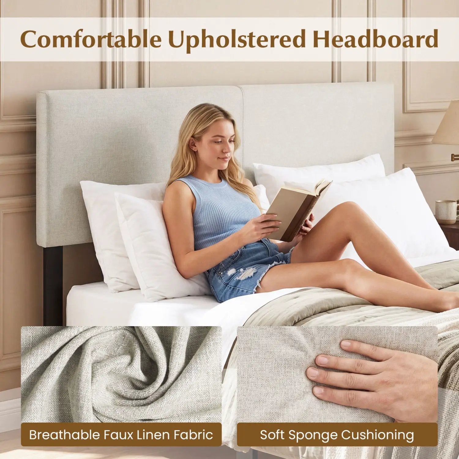 Upholstered Headboard Queen/Full Size Vertical Quilted Panel by DirectDeals