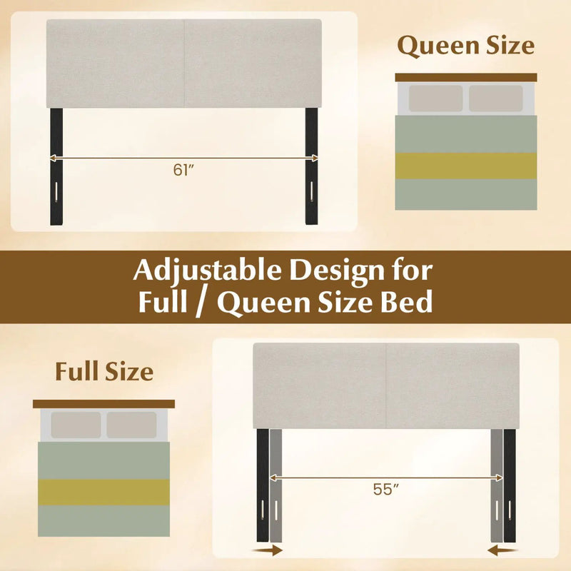 Upholstered Headboard Queen/Full Size Vertical Quilted Panel by DirectDeals