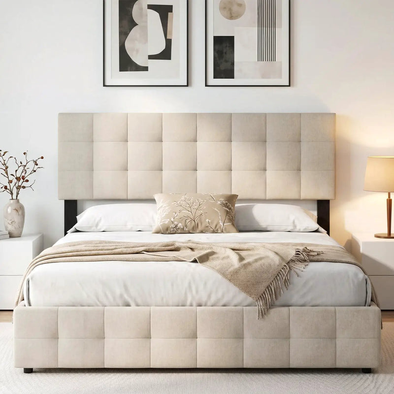 Upholstered Headboard Queen/Full Size with Adjustable Legs by DirectDeals