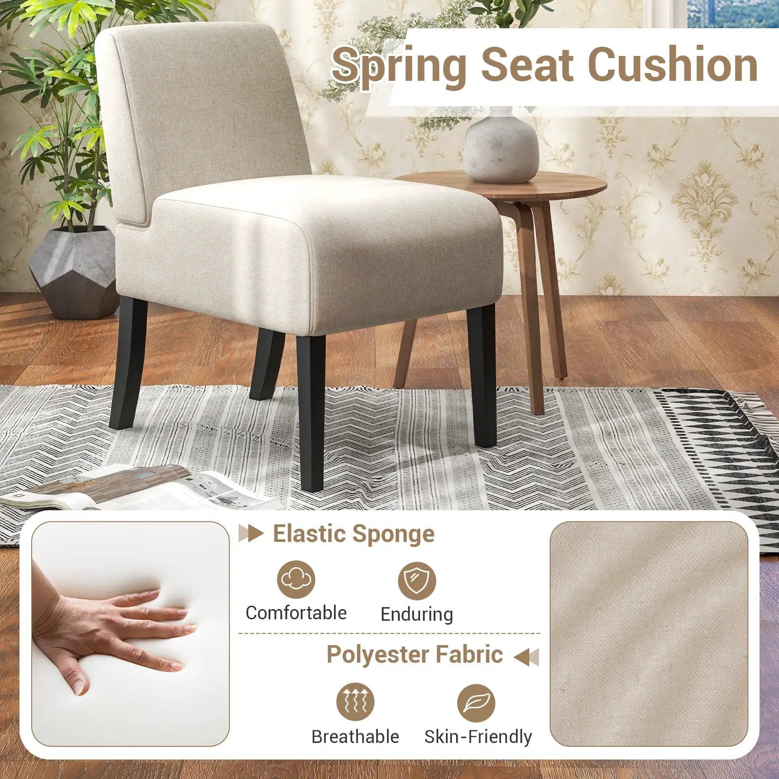 Upholstered Living Room Chair with Rubber Wood Legs by DirectDeals