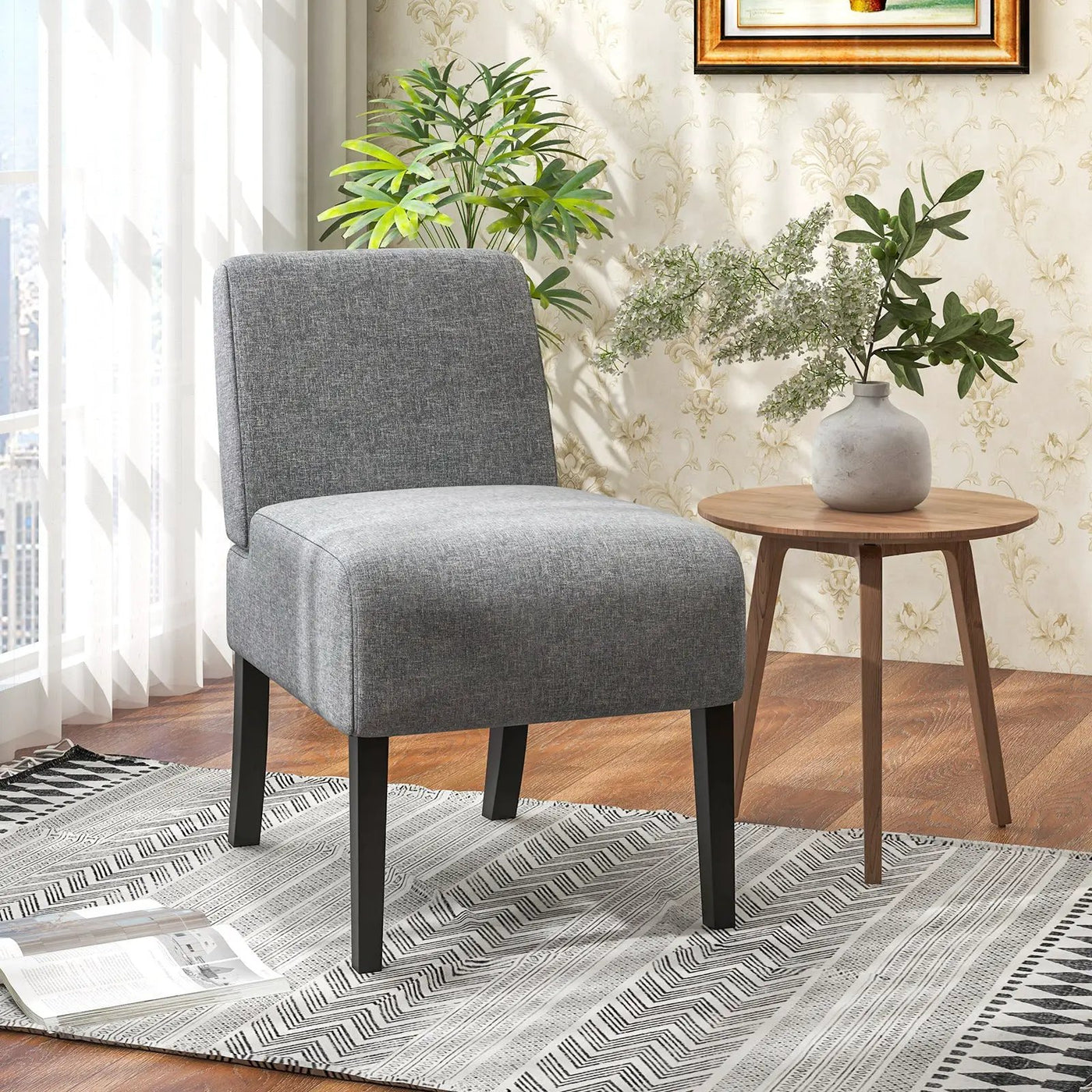 Upholstered Living Room Chair with Rubber Wood Legs by DirectDeals
