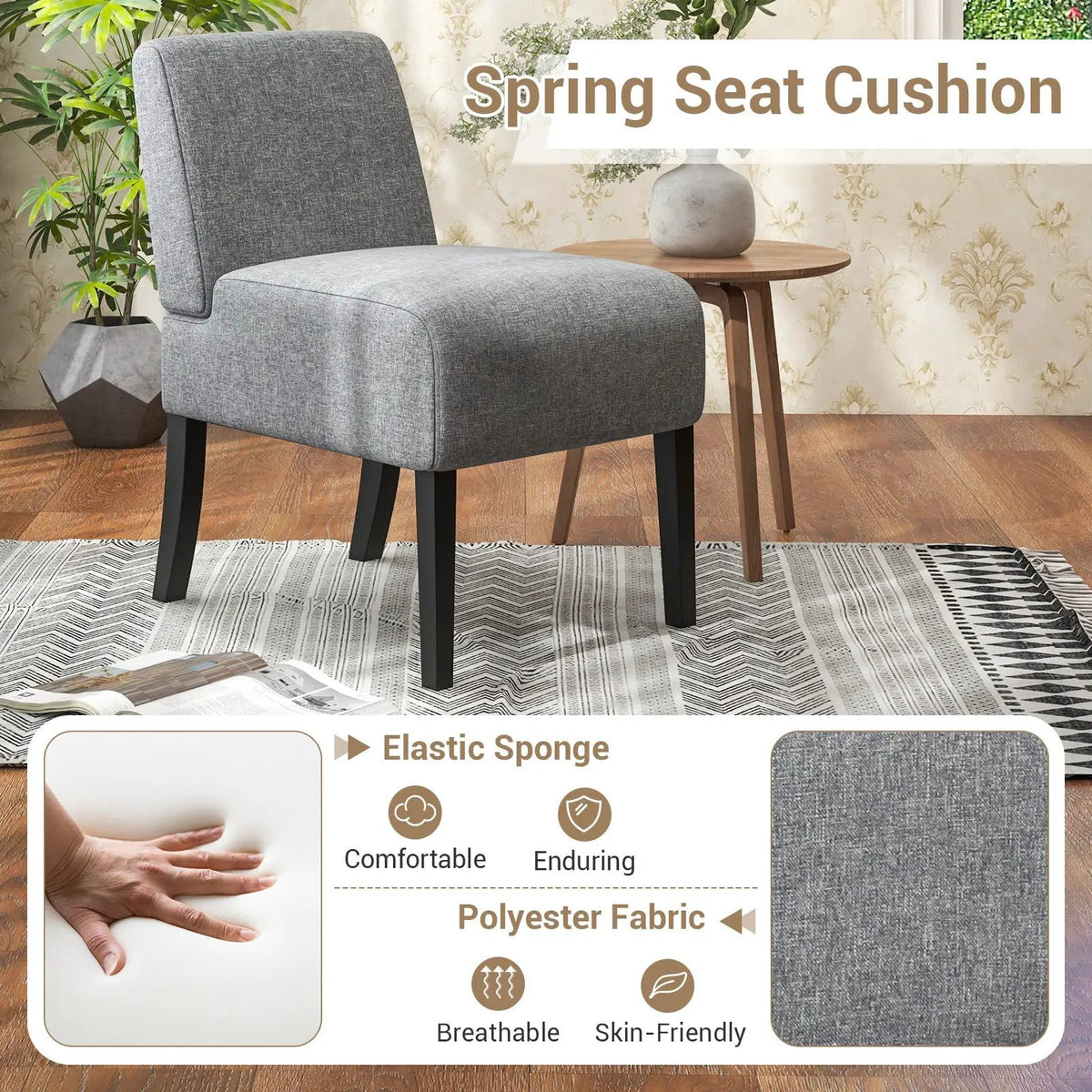 Upholstered Living Room Chair with Rubber Wood Legs by DirectDeals