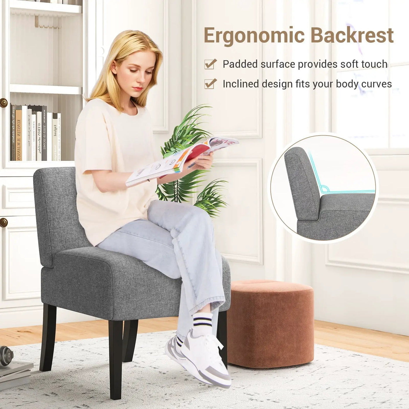 Upholstered Living Room Chair with Rubber Wood Legs by DirectDeals