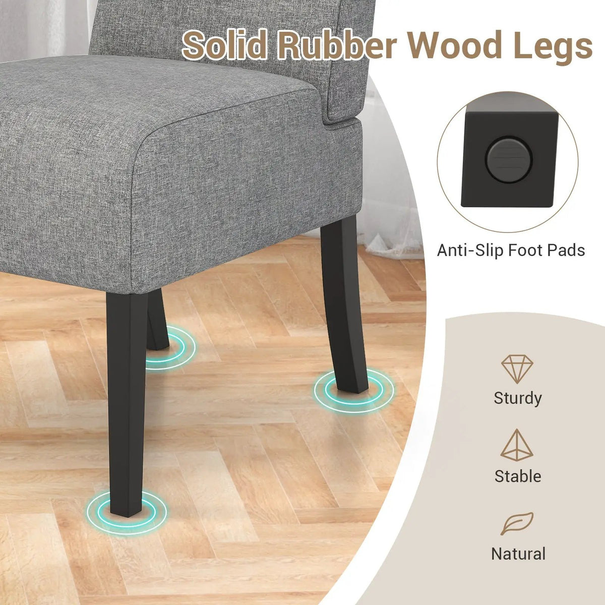 Upholstered Living Room Chair with Rubber Wood Legs by DirectDeals