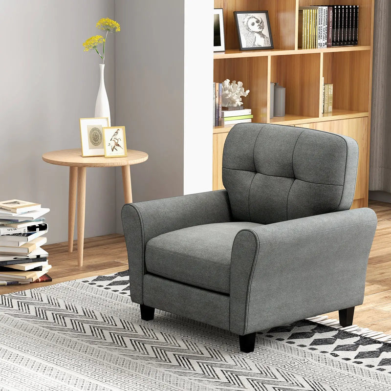Modern Upholstered Accent Chair with Rubber Wood Legs by DirectDeals