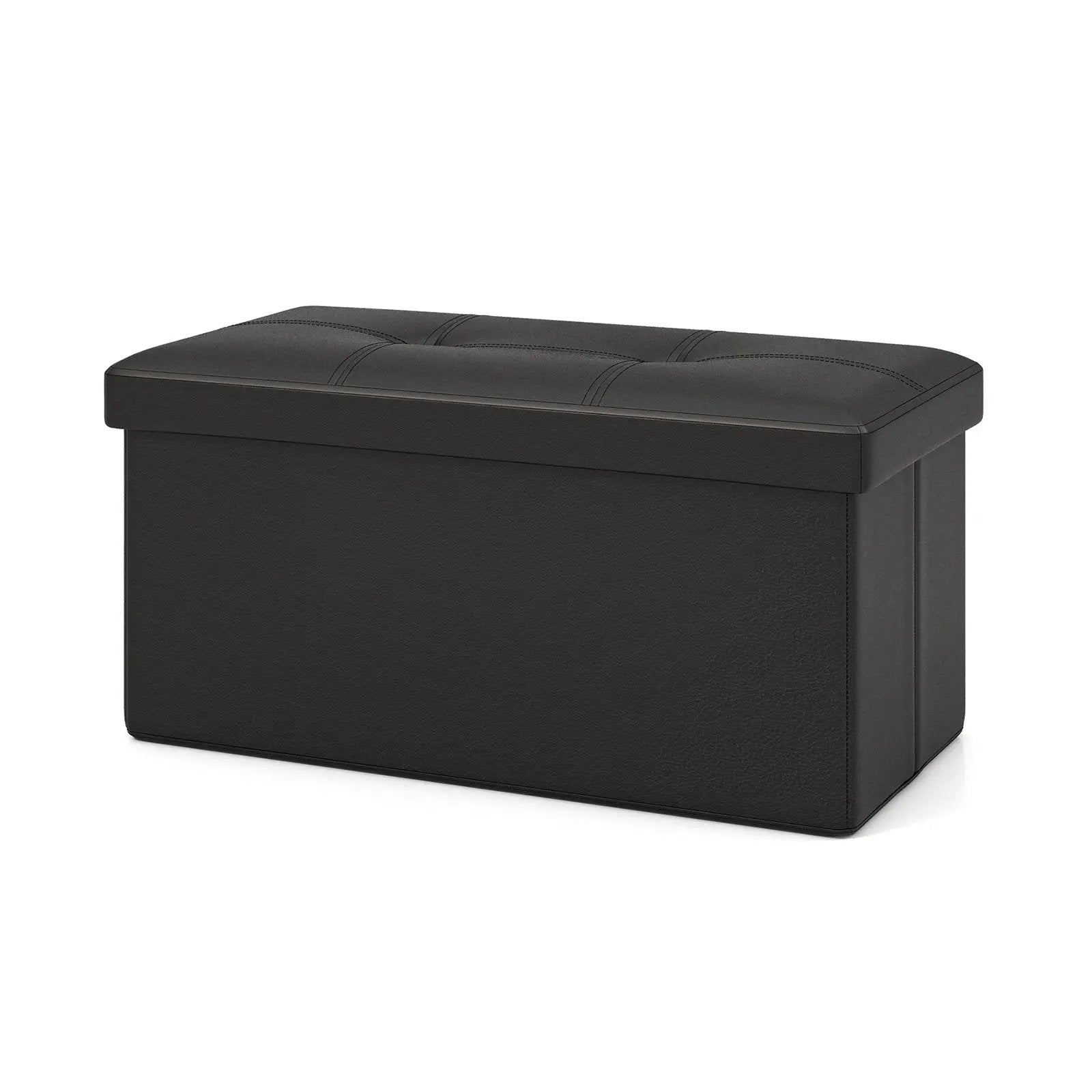 Upholstered Rectangle Footstool with PVC Leather Surface and Storage Function by DirectDeals