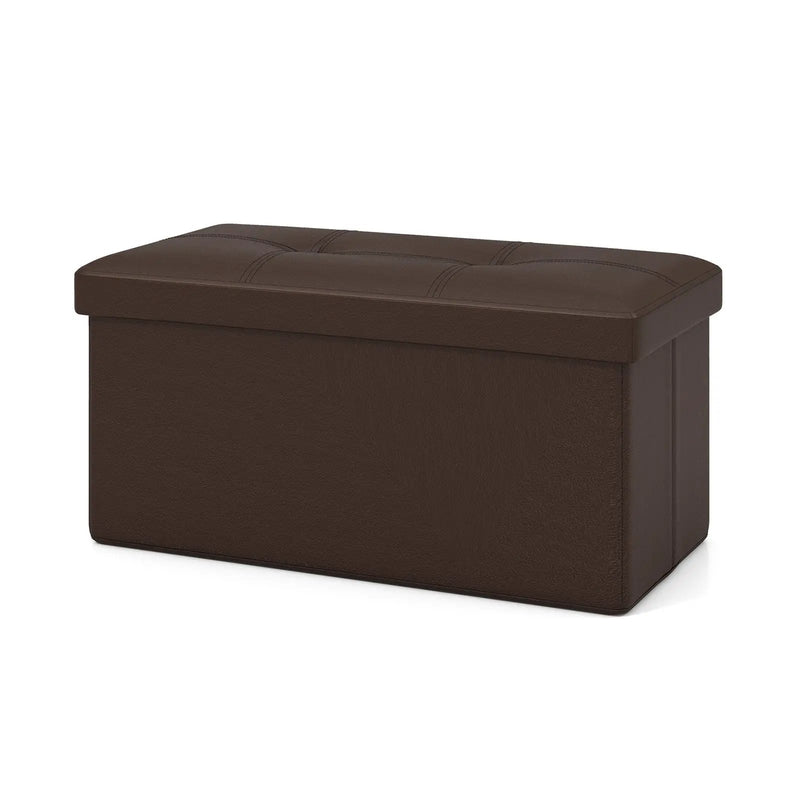 Upholstered Rectangle Footstool with PVC Leather Surface and Storage Function by DirectDeals