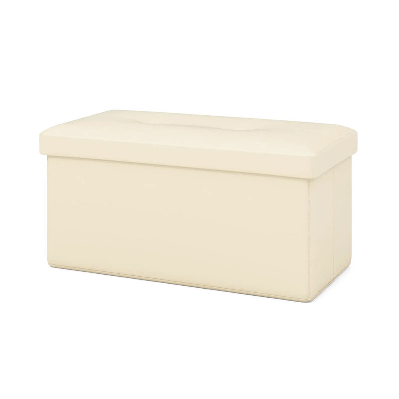 Upholstered Rectangle Footstool with PVC Leather Surface and Storage Function by DirectDeals