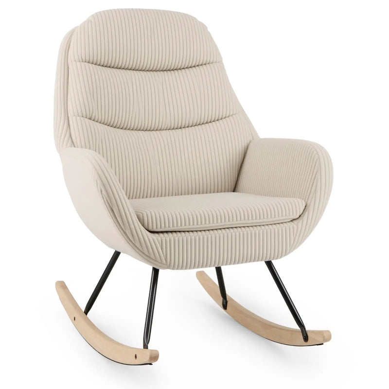 Upholstered Rocking Chair Nursery Glider Rocker with Padded Backrest and Seat-Beige by DirectDeals