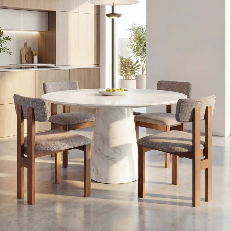 Upholstered Rubber Wood Dining Chairs Set of 4 with Curved Backrest by DirectDeals