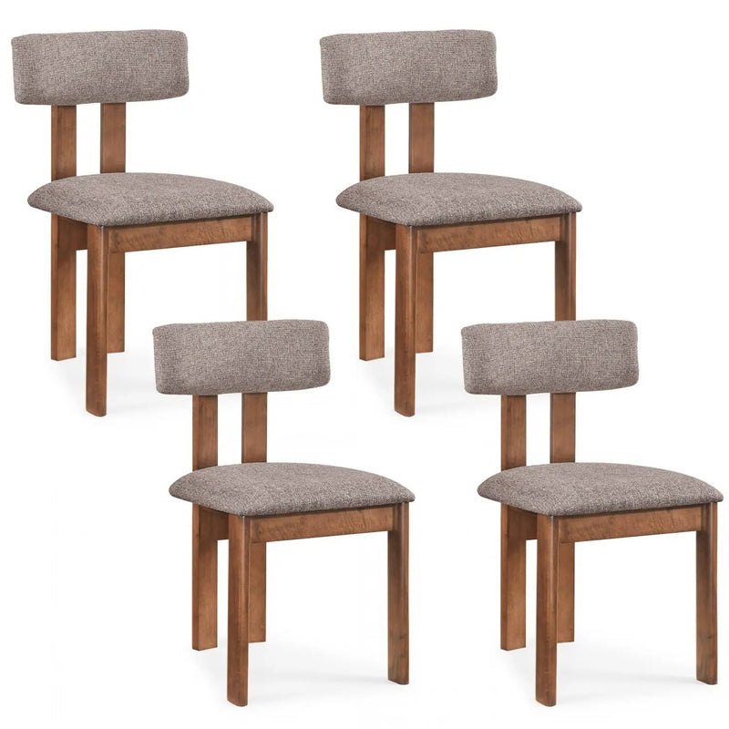 Upholstered Rubber Wood Dining Chairs Set of 4 with Curved Backrest by DirectDeals