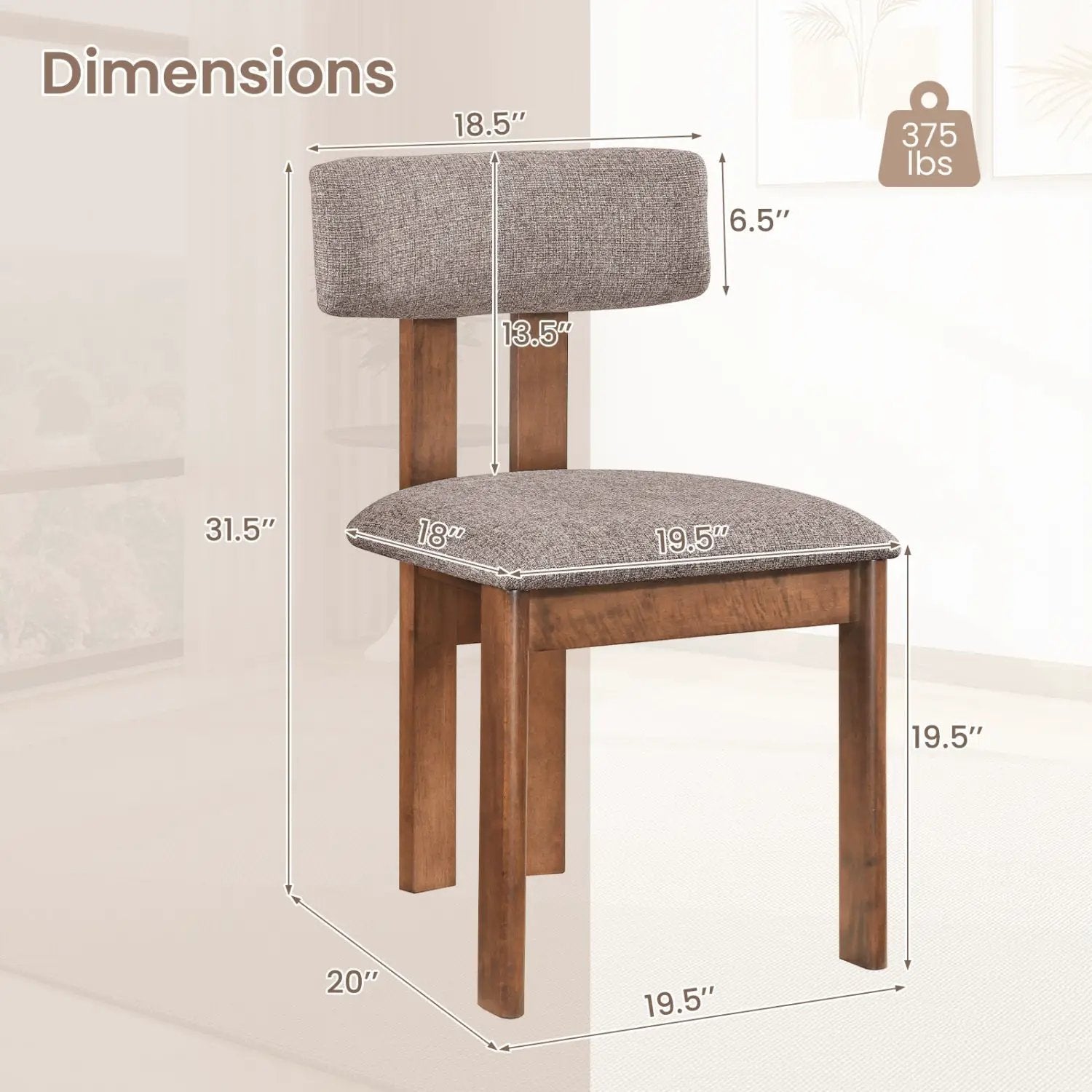 Upholstered Rubber Wood Dining Chairs Set of 4 with Curved Backrest by DirectDeals