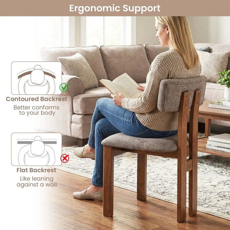 Upholstered Rubber Wood Dining Chairs Set of 4 with Curved Backrest by DirectDeals