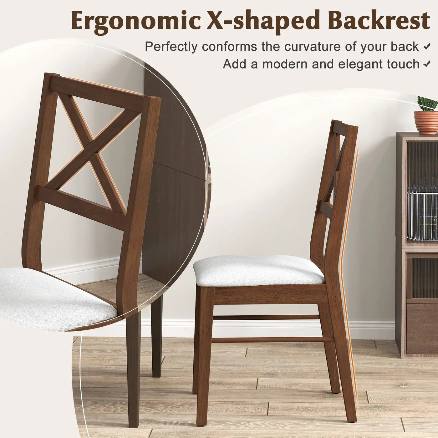 Upholstered Side Dining Chairs Set of 2 with Rubber Wood Frame by DirectDeals