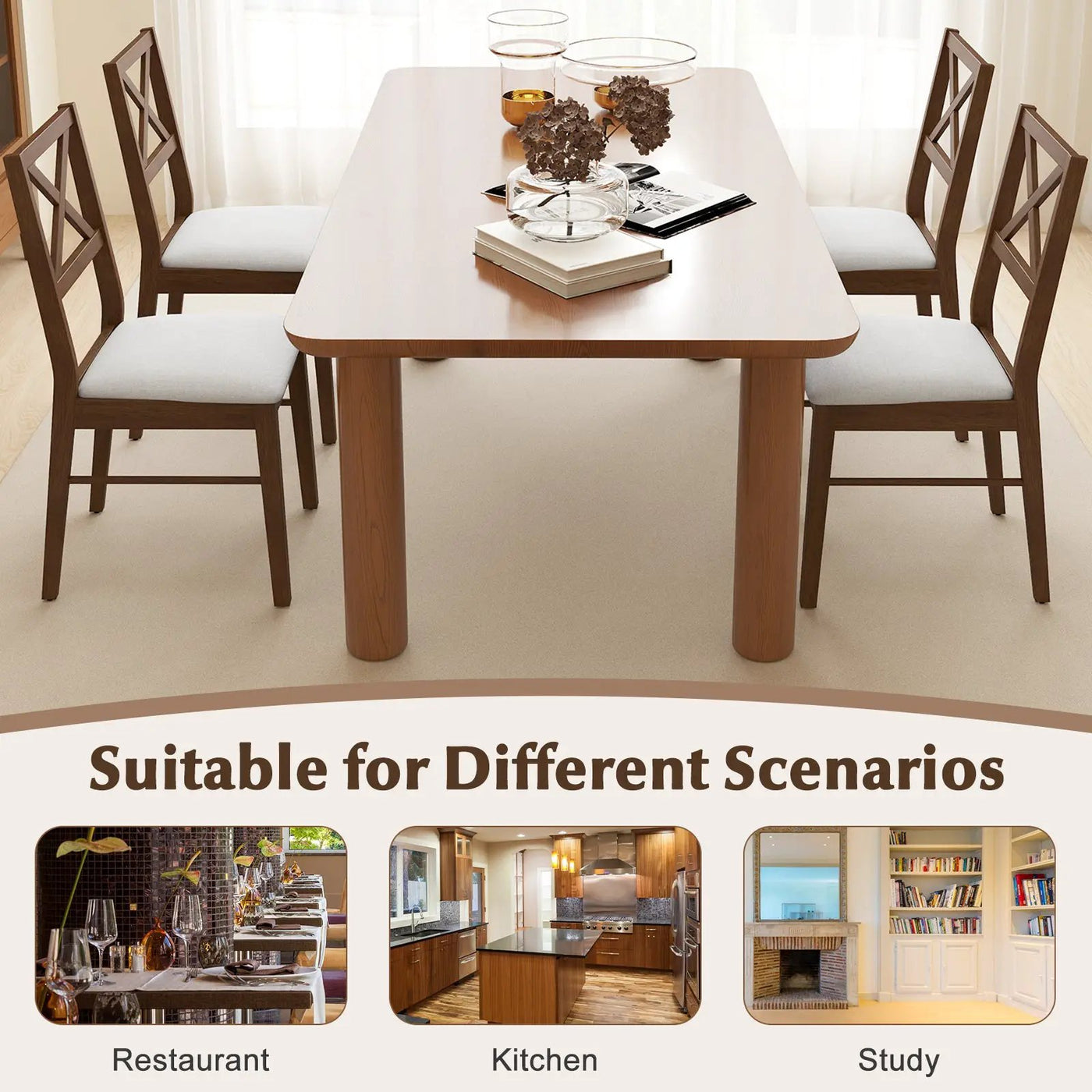 Upholstered Side Dining Chairs Set of 2 with Rubber Wood Frame by DirectDeals