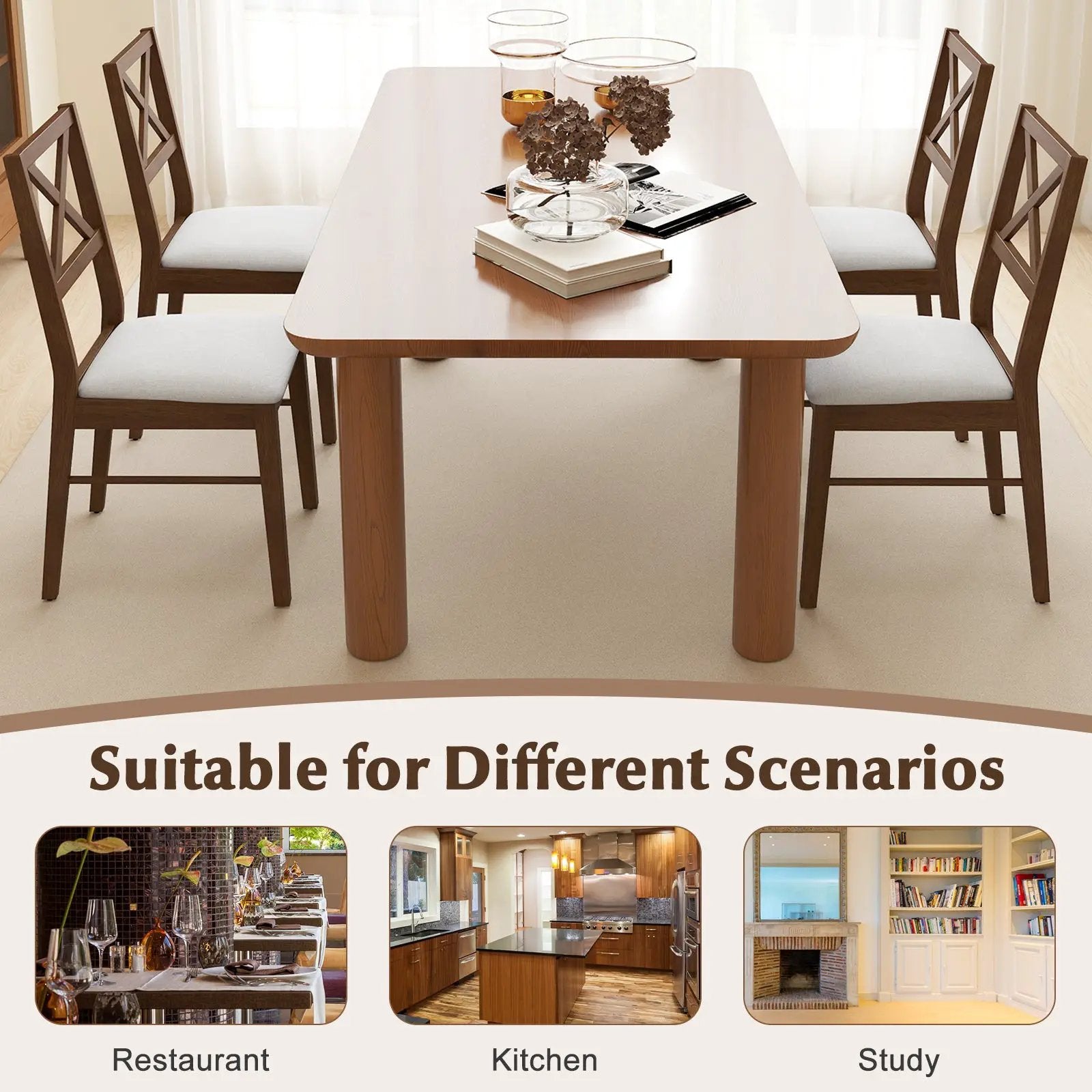 Upholstered Side Dining Chairs Set of 2 with Rubber Wood Frame by DirectDeals