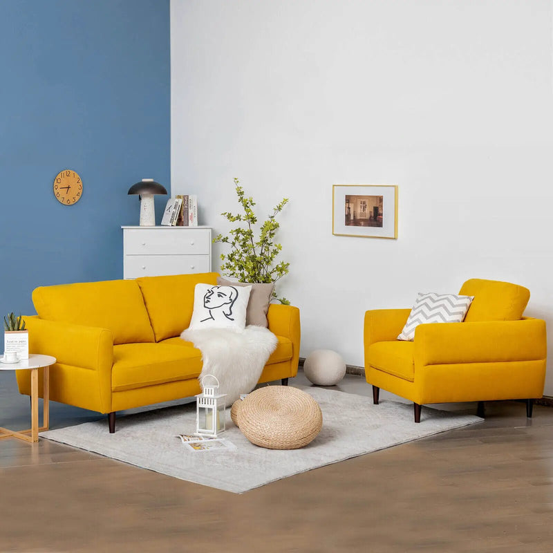 2 Pieces Upholstered Sofa Set with Removable Cushion Covers by DirectDeals