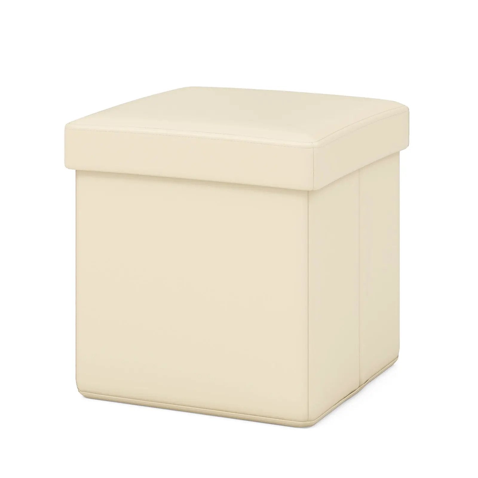 Upholstered Square Footstool with PVC Leather Surface for Bedroom by DirectDeals