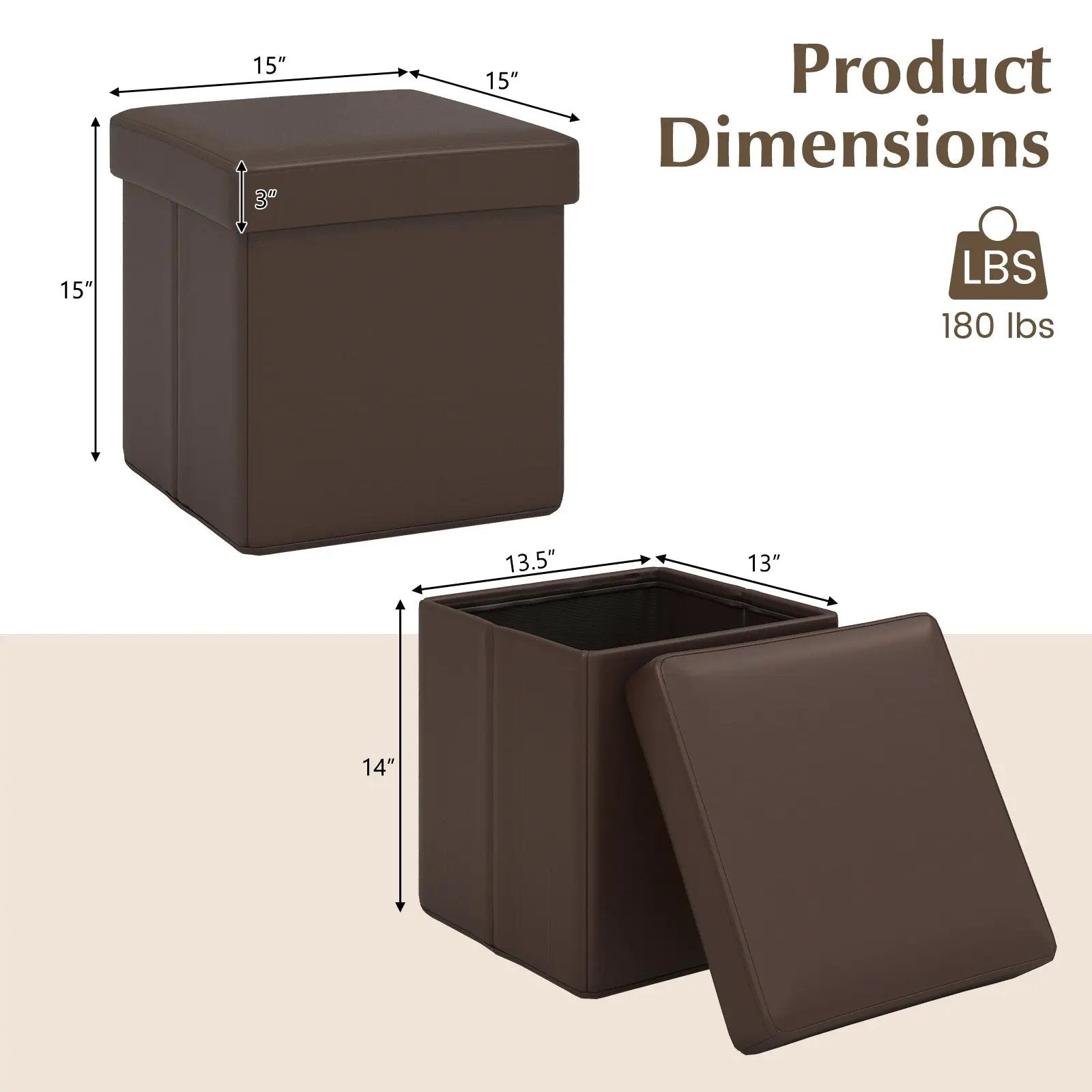 Upholstered Square Footstool with PVC Leather Surface for Bedroom by DirectDeals