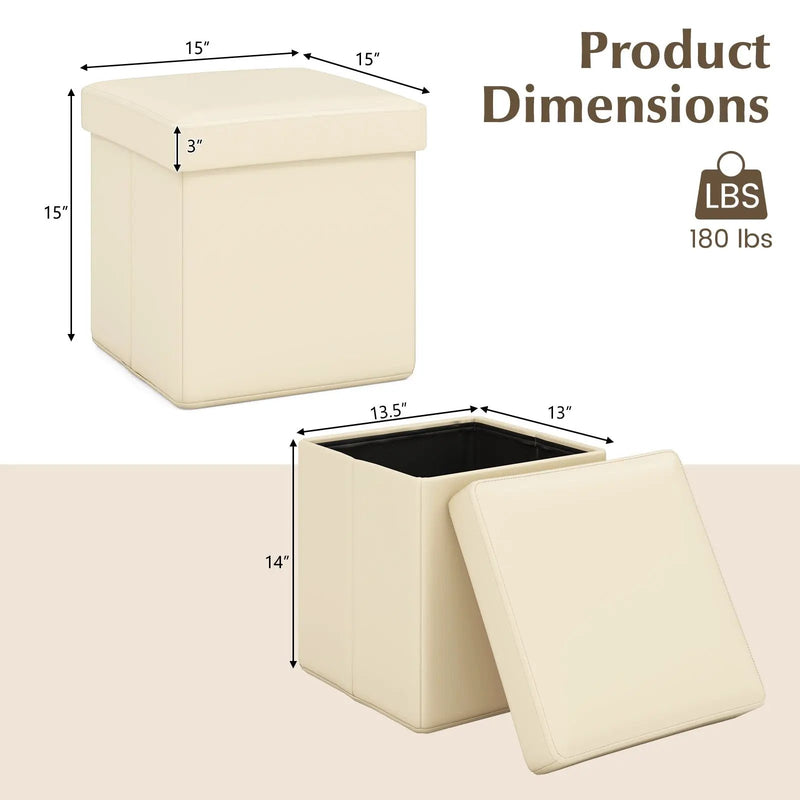 Upholstered Square Footstool with PVC Leather Surface for Bedroom by DirectDeals