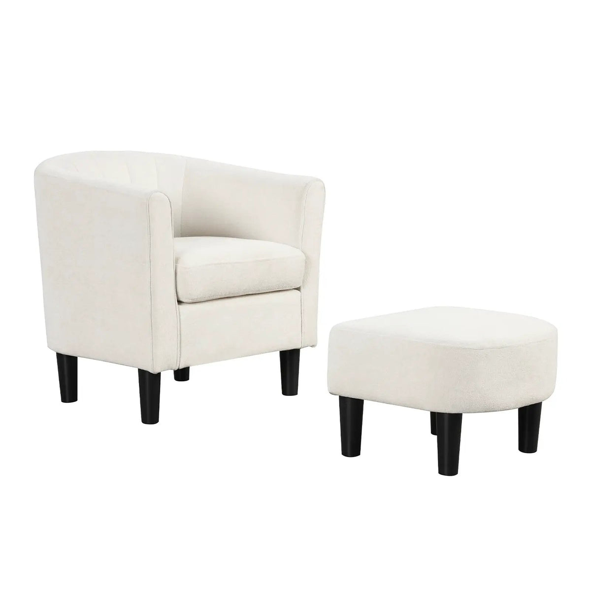 Upholstered Teddy Velvet Club Barrel Chair with Ottoman with Footrest by DirectDeals