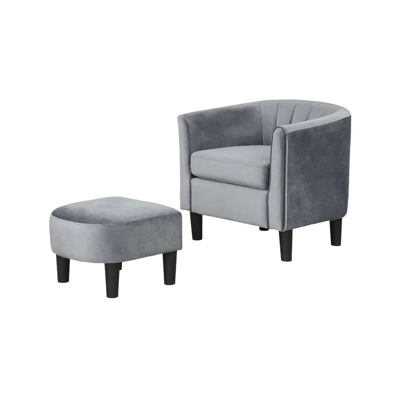 Upholstered Teddy Velvet Club Barrel Chair with Ottoman with Footrest by DirectDeals