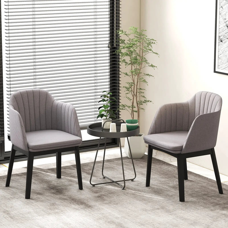 Upholstered Velvet Accent Modern Dining Chairs Set of 2 with Curved Backrests-Grey by DirectDeals