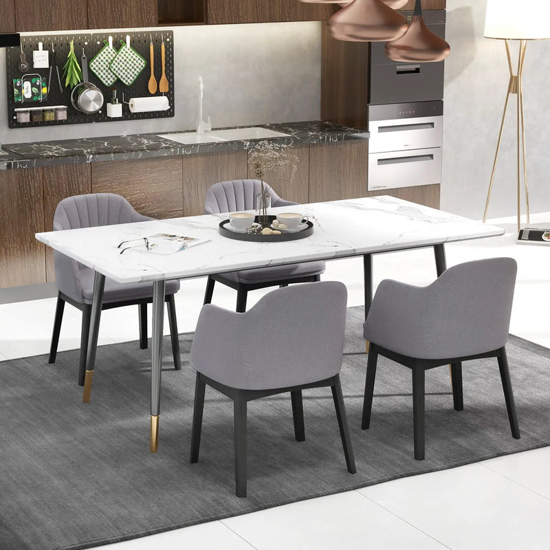 Upholstered Velvet Accent Modern Dining Chairs Set of 2 with Curved Backrests-Grey by DirectDeals