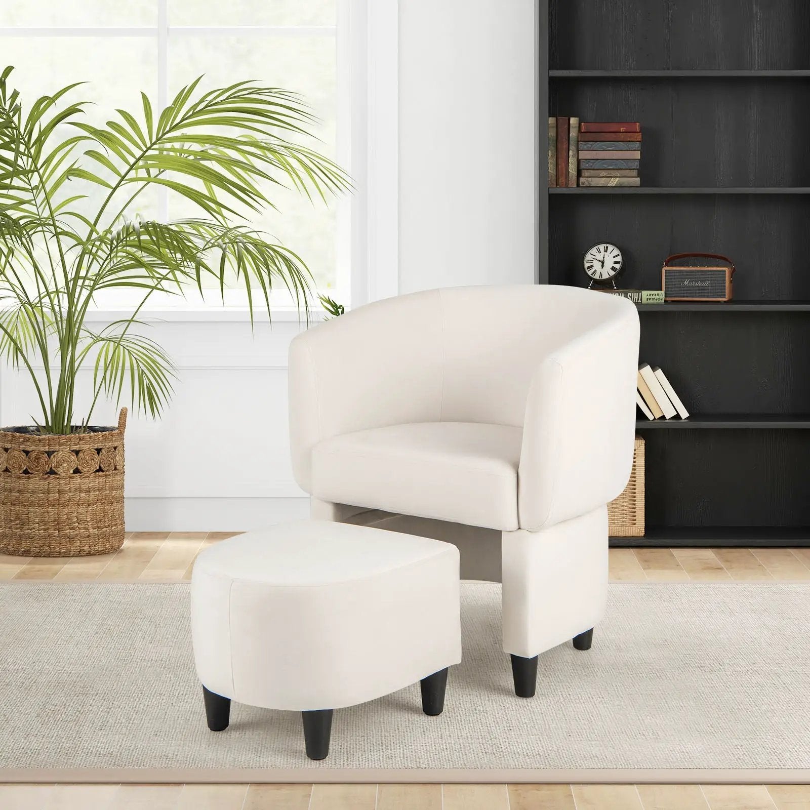 Upholstered Velvet Barrel Chair with Ottoman by DirectDeals