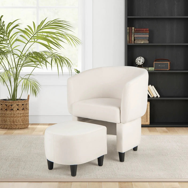 Upholstered Velvet Barrel Chair with Ottoman by DirectDeals