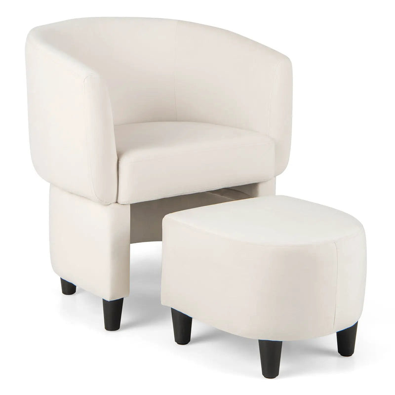 Upholstered Velvet Barrel Chair with Ottoman by DirectDeals