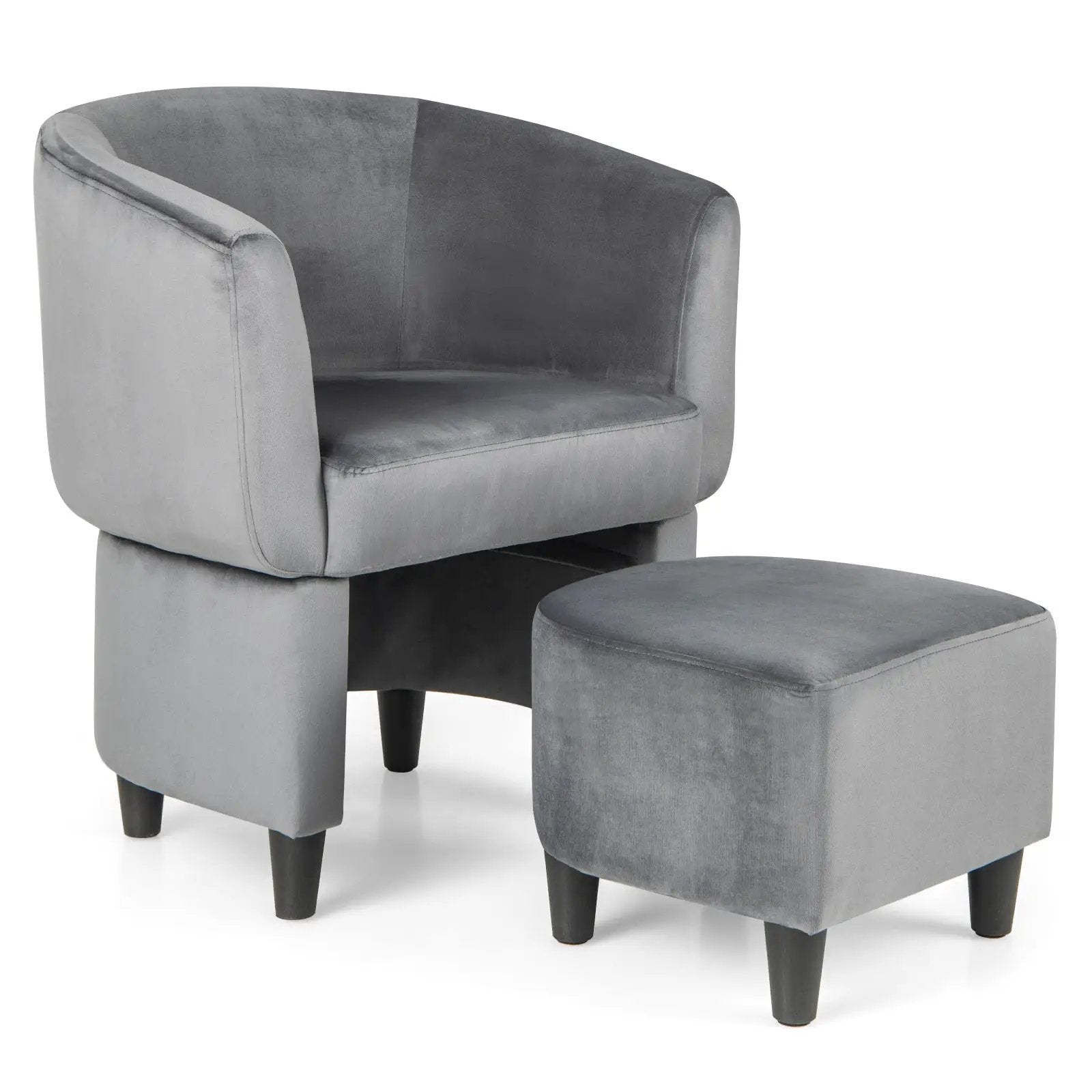 Upholstered Velvet Barrel Chair with Ottoman by DirectDeals