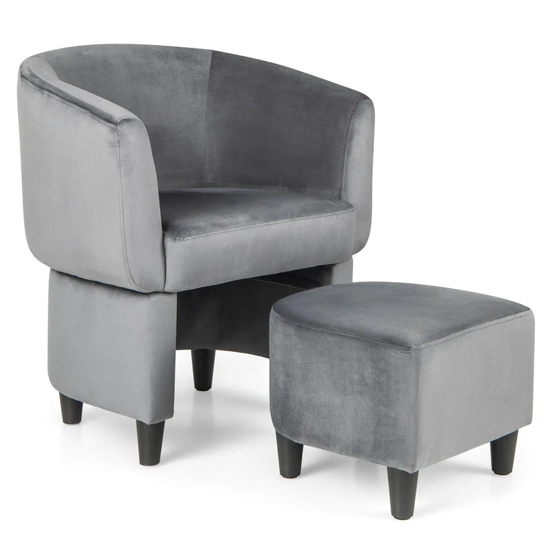 Upholstered Velvet Barrel Chair with Ottoman by DirectDeals