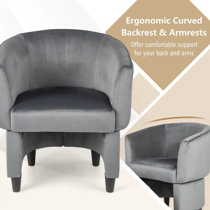 Upholstered Velvet Barrel Chair with Ottoman by DirectDeals