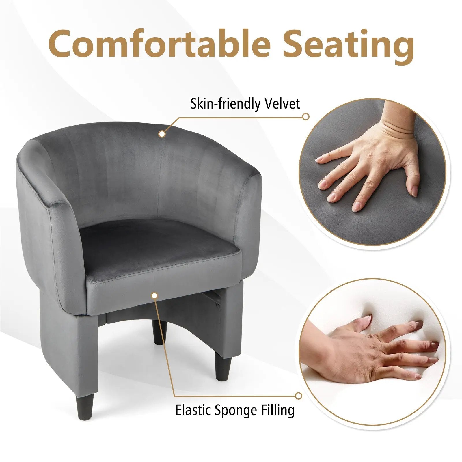 Upholstered Velvet Barrel Chair with Ottoman by DirectDeals