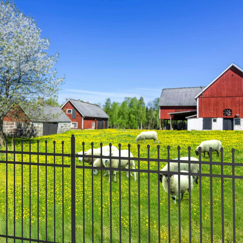 10x7 ft Steel Fence with 3 Rails, 30 Panels by Chery Industrial
