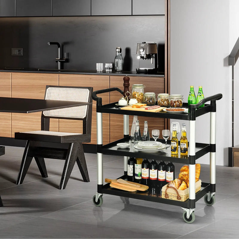 3-Tier Utility Service Cart with Lockable Wheels and Double Handles by DirectDeals