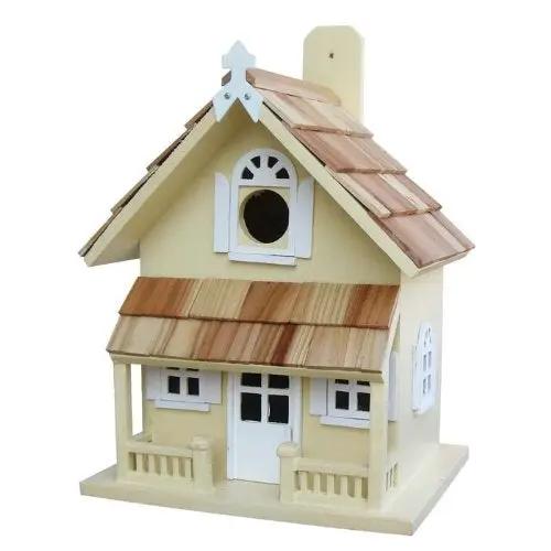 Yellow Victorian Cottage Wood Outdoor Birdhouse by HomePacific