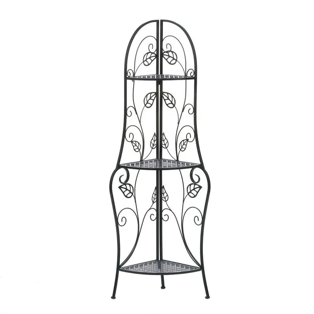 Traditional Iron Corner Bakers Rack 3-Tier Plant Stand Kitchen Dining Shelf by HomePacific