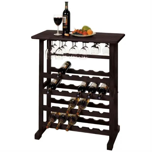 Floor-Standing Dark Espresso Brown 24-Bottle Wine Rack by HomePacific