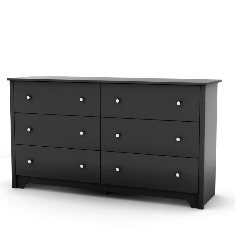 Black 6 Drawer Bedroom Dresser with Nickle Metal Knobs Handles by HomePacific
