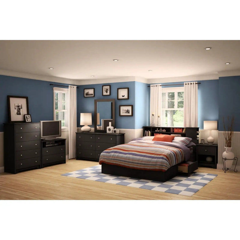Black 6 Drawer Bedroom Dresser with Nickle Metal Knobs Handles by HomePacific