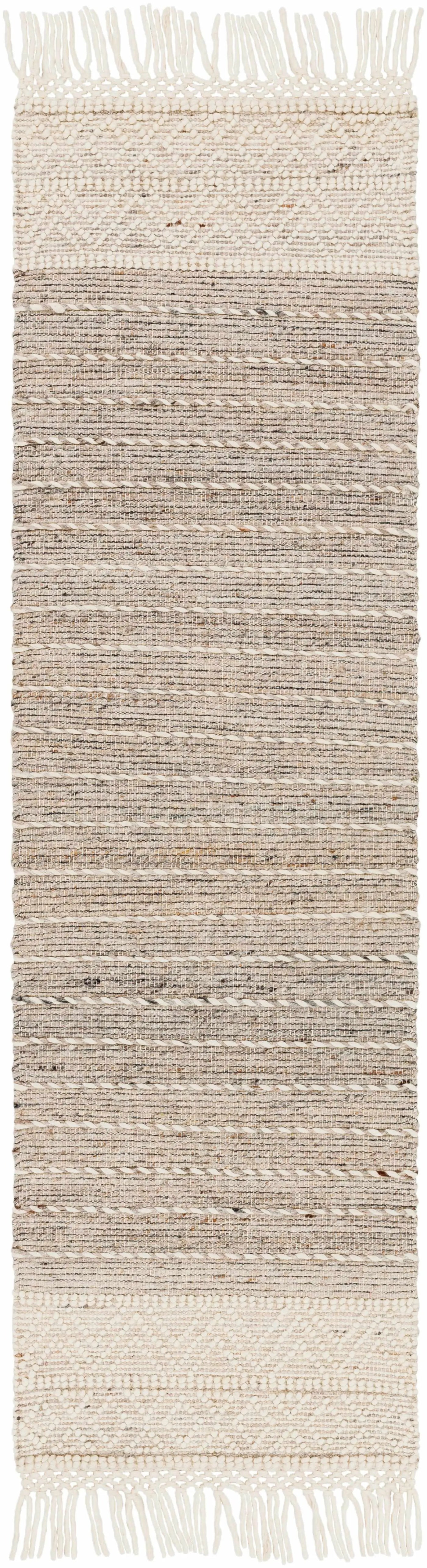 Cream Veruela Wool Blend Braided Tassel Area Rug - Clearance by Boutique Rugs