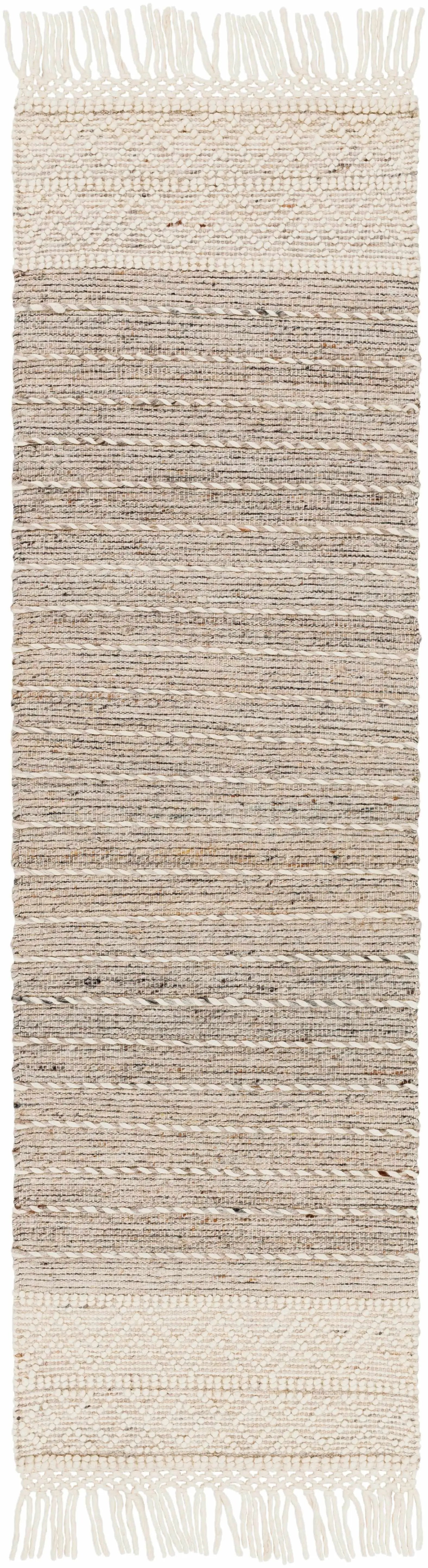 Cream Veruela Wool Blend Braided Tassel Area Rug - Clearance by Boutique Rugs