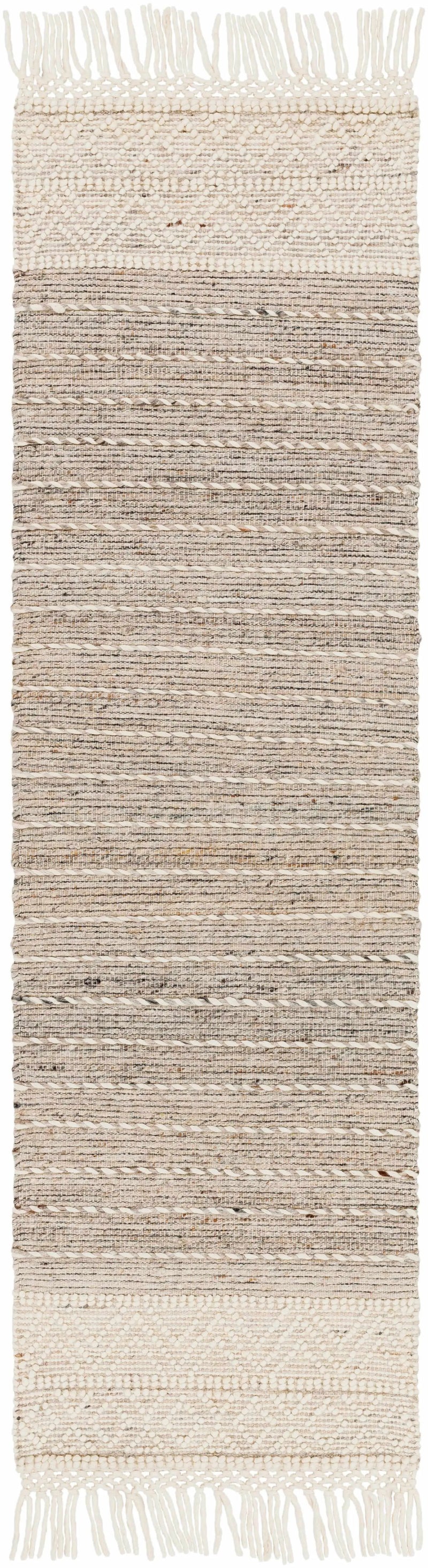 Cream Veruela Wool Blend Braided Tassel Area Rug - Clearance by Boutique Rugs